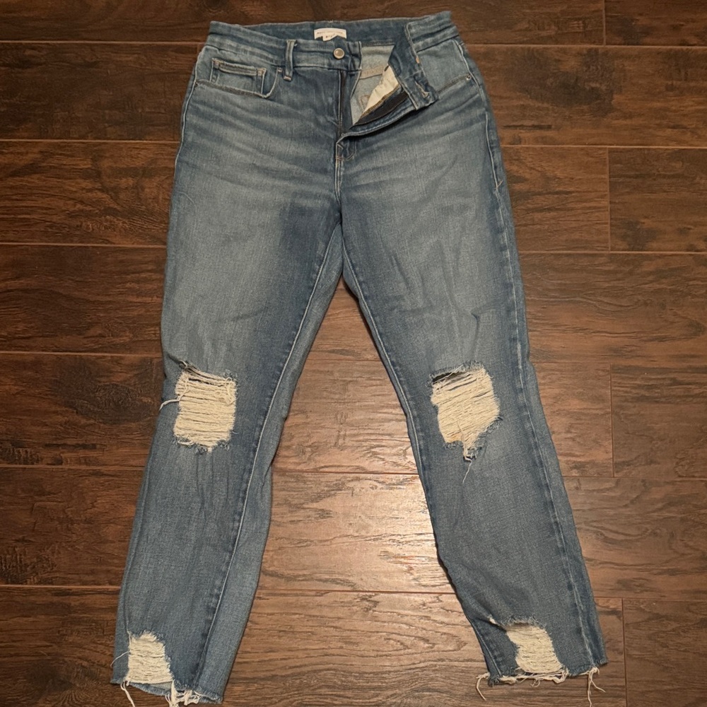 Good American Light Blue Distressed Boyfriend Jeans
